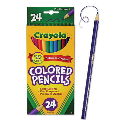 Crayola Long-Length Colored Pencil Set, 3.3 mm, 2B, Assorted Lead and Barrel Colors, 24/Pack (684024)