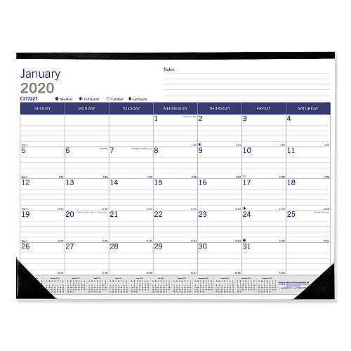 Blueline DuraGlobe Monthly Desk Pad Calendar, 22 x 17, White/Blue/Gray Sheets, Black Binding/Corners, 12-Month (Jan to Dec): 2026 (C177227)