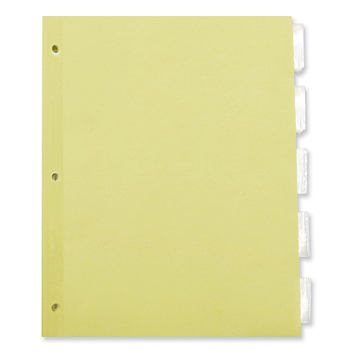 Universal Insertable Tab Index, 5-Tab, 11 x 8.5, Buff, Clear Tabs, 24 Sets (UNV20831)