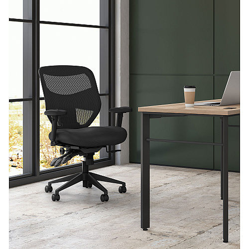 HON VL531 Mesh High-Back Task Chair with Adjustable Arms, Supports Up to 250 lb, 18" to 22" Seat Height, Black (VL531MM10)