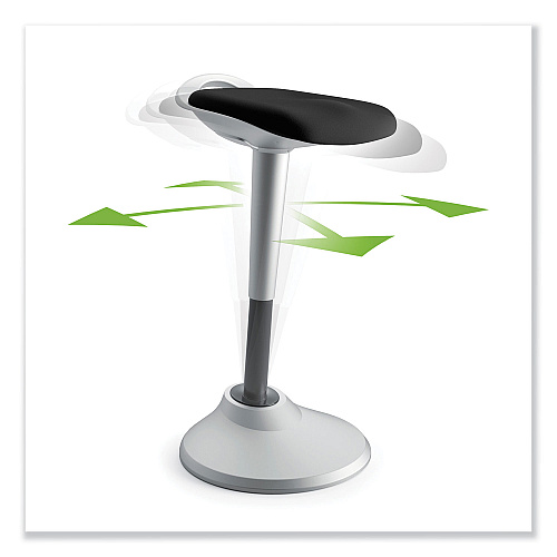 HON Perch Series Seat, Backless, Supports Up to 250 lb, Black Seat, Silver Base (VLPERCHAS10X)