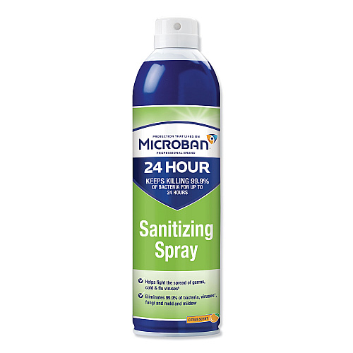 Microban 24-Hour Disinfectant Sanitizing Spray, Citrus, 15 oz Aerosol Spray, 6/Carton (30130)