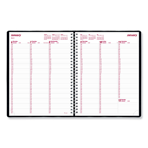 Brownline Essential Collection Weekly Appointment Book in Columnar Format, 11 x 8.5, Black Cover, 12-Month (Jan to Dec): 2026 (CB950BLK)