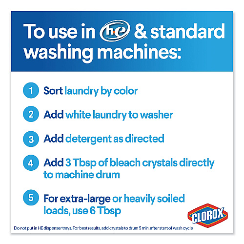 Clorox Control Bleach Crystals, Regular, 24 oz Canister, 6/Carton (31342)