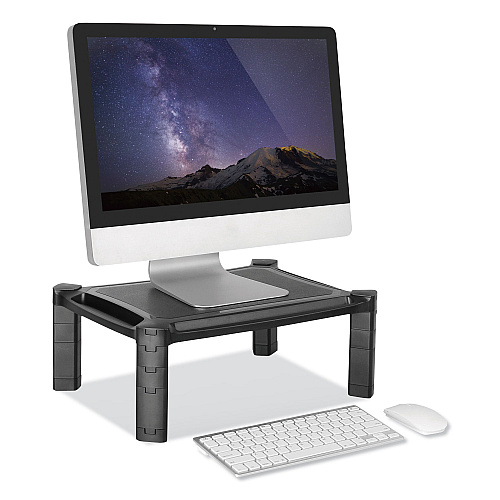 Innovera Large Monitor Stand with Cable Management, 12.99" x 17.1" x 6.6", Black, Supports 22 lbs (IVR55051)