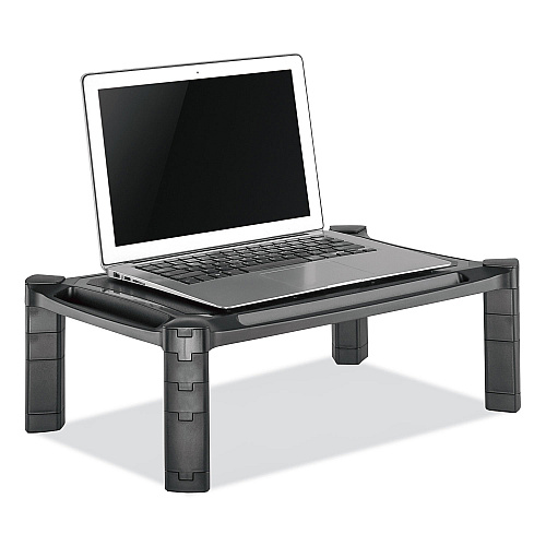 Innovera Large Monitor Stand with Cable Management, 12.99" x 17.1" x 6.6", Black, Supports 22 lbs (IVR55051)