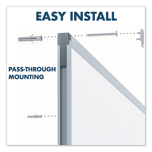 Mead Dry Erase Board with Aluminum Frame, 72 x 48, Melamine White Surface, Silver Aluminum Frame (85358)