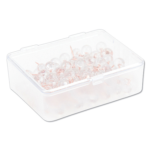 U Brands Fashion Sphere Push Pins, Plastic, Clear/Rose Gold, 0.44", 100/Pack (3089U0624)