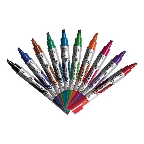 BIC Intensity Advanced Dry Erase Marker, Tank-Style, Broad Chisel Tip, Assorted Colors, 24/Pack (GELITP241AST)