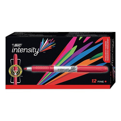 BIC Intensity Fine Tip Permanent Marker, Fine Bullet Tip, Rambunctious Red, Dozen (GPM11RD)
