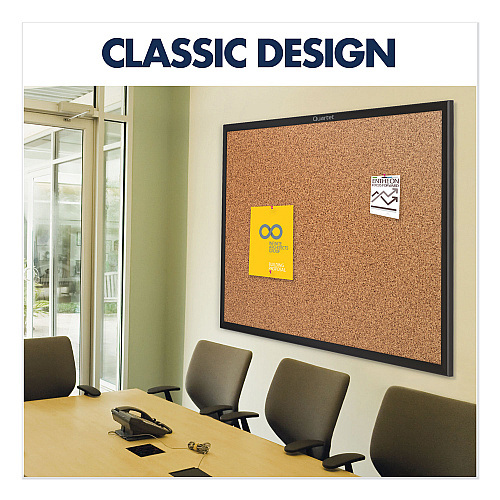 Quartet Classic Series Cork Bulletin Board, 24 x 18, Tan Surface, Black Aluminum Frame (2301B)