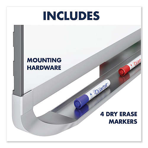 Quartet Prestige 2 DuraMax Magnetic Porcelain, 48 x 36, White Surface, Silver Aluminum/Plastic Frame (P554AP2)