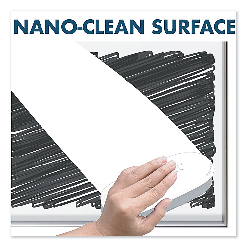 Quartet Fusion Nano-Clean Magnetic Whiteboard, 96 x 48, White Surface, Silver Aluminum Frame (NA9648F)
