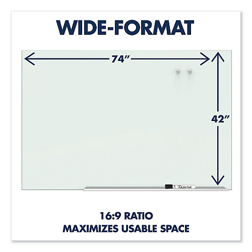 Quartet Element Framed Magnetic Glass Dry-Erase Boards, 74 x 42, White Surface, Silver Aluminum Frame (G7442E)