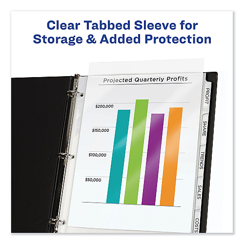 Avery Print and Apply Index Maker Clear Label Sheet Protector Dividers with White Tabs, 5-Tab, 11 x 8.5, White, 1 Set (75500)