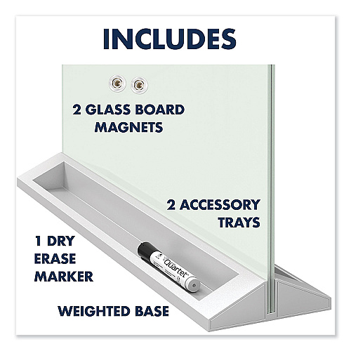 Quartet Desktop Magnetic Glass Dry-Erase Panel, 23 x 17, White Surface (GDP1723W)