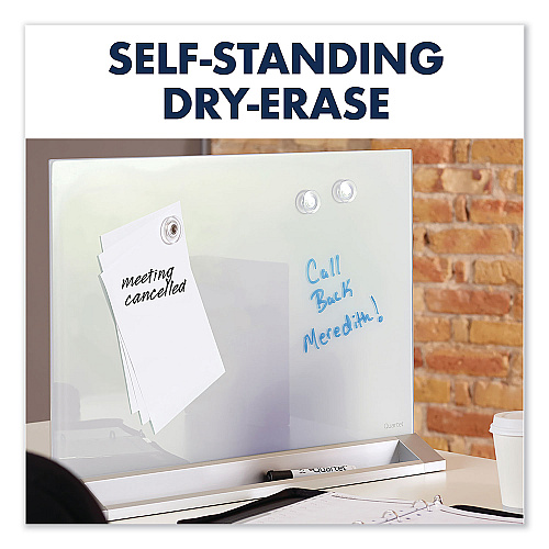 Quartet Desktop Magnetic Glass Dry-Erase Panel, 23 x 17, White Surface (GDP1723W)