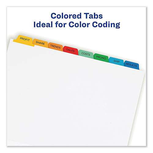 Avery Print and Apply Index Maker Clear Label Dividers, 8-Tab, Color Tabs, 11 x 8.5, White, Traditional Color Tabs, 1 Set (11407)