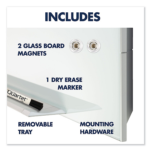 Quartet Element Framed Magnetic Glass Dry-Erase Boards, 74 x 42, White Surface, Silver Aluminum Frame (G7442E)