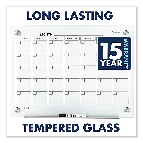 Quartet Infinity Magnetic Glass Calendar Board, One Month, 48 x 36, White Surface (GC4836F)