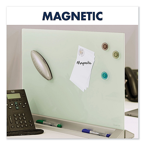 Quartet Desktop Magnetic Glass Dry-Erase Panel, 23 x 17, White Surface (GDP1723W)