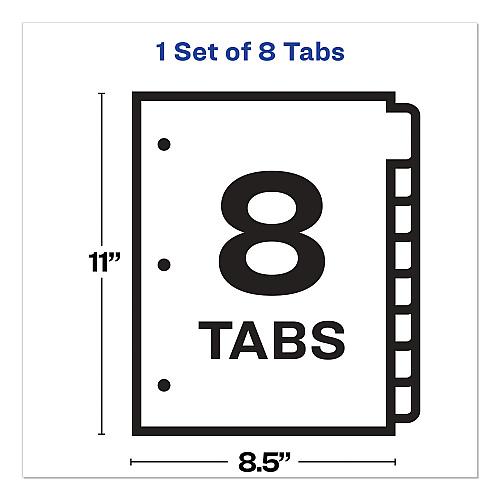 Avery Print and Apply Index Maker Clear Label Plastic Dividers w/Printable Label Strip, 8-Tab, 11 x 8.5, Frosted Clear Tabs, 1 Set (11450)