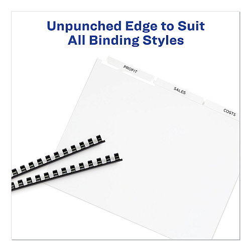 Avery Print and Apply Index Maker Clear Label Unpunched Dividers, 3-Tab, 11 x 8.5, White, 25 Sets (11442)