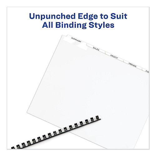 Avery Print and Apply Index Maker Clear Label Unpunched Dividers, 5-Tab, 11 x 8.5, White, 5 Sets (11431)