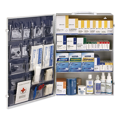 First Aid Only ANSI Class B+ 4 Shelf First Aid Station with Medications, 1,461 Pieces, Metal Case (90576)