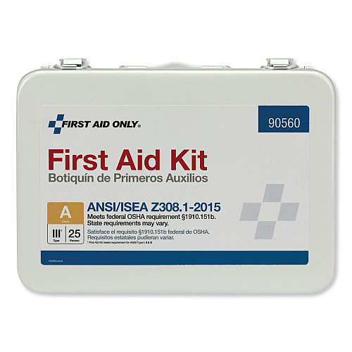 First Aid Only ANSI Class A 25 Person Bulk First Aid Kit for 25 People, 89 Pieces, Metal Case (90560)