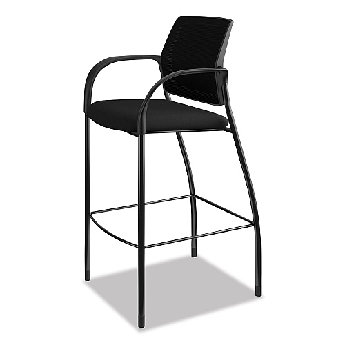 HON Ignition 2.0 Ilira-Stretch Mesh Back Cafe Height Stool, Supports Up to 300 lb, 31" High Seat, Black Seat/Back, Black Base (IC108IMCU10)