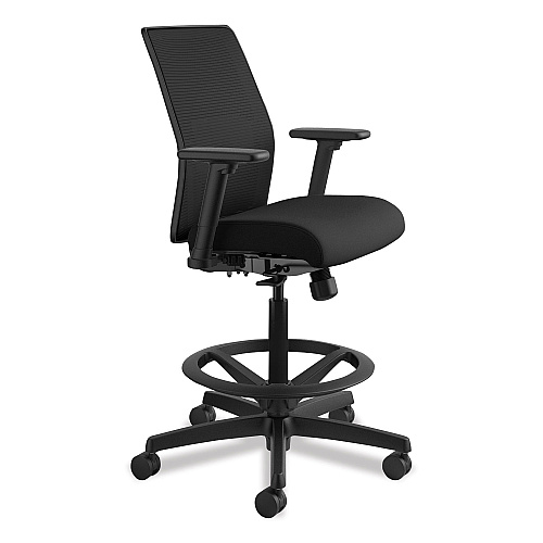 HON Ignition 2.0 Ilira-Stretch Mesh Back Task Stool, Supports Up to 300 lb, 23" to 32" Seat Height, Black (I2S1AMBLC10T)