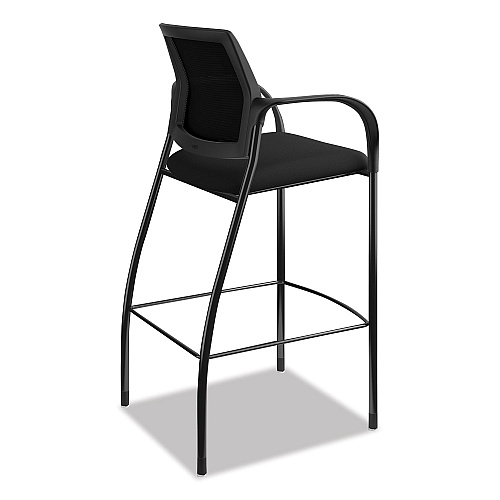 HON Ignition 2.0 Ilira-Stretch Mesh Back Cafe Height Stool, Supports Up to 300 lb, 31" High Seat, Black Seat/Back, Black Base (IC108IMCU10)
