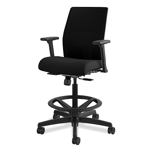 HON Ignition 2.0 Ilira-Stretch Mesh Back Task Stool, Supports Up to 300 lb, 23" to 32" Seat Height, Black (I2S1AMBLC10T)