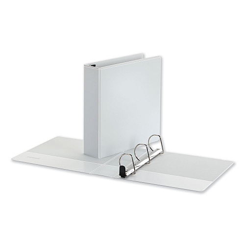 Universal Deluxe Easy-to-Open D-Ring View Binder, 3 Rings, 2" Capacity, 11 x 8.5, White (UNV30732)