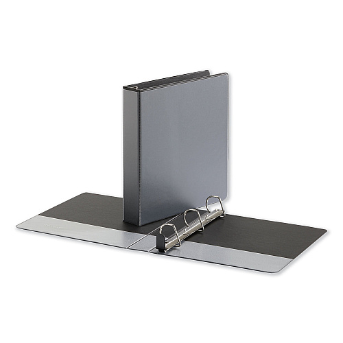 Universal Deluxe Easy-to-Open D-Ring View Binder, 3 Rings, 1.5" Capacity, 11 x 8.5, Black (UNV30721)