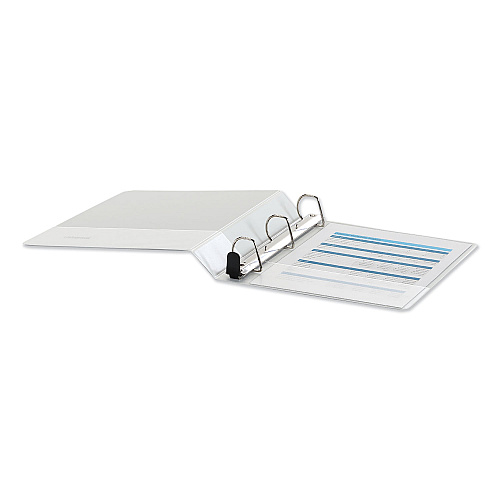 Universal Deluxe Easy-to-Open D-Ring View Binder, 3 Rings, 1.5" Capacity, 11 x 8.5, White (UNV30722)