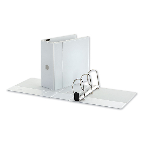 Universal Deluxe Easy-to-Open D-Ring View Binder, 3 Rings, 5" Capacity, 11 x 8.5, White (UNV30756)