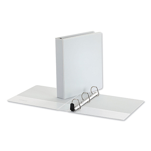 Universal Deluxe Easy-to-Open D-Ring View Binder, 3 Rings, 1.5" Capacity, 11 x 8.5, White (UNV30722)
