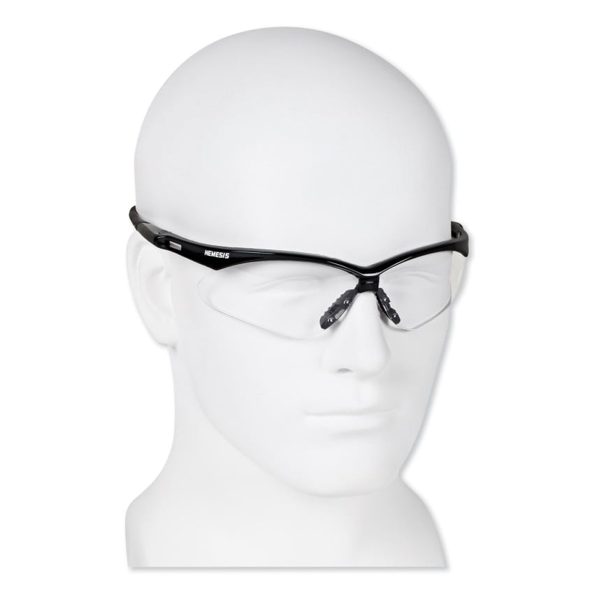 KleenGuard Nemesis Safety Glasses, Black Frame, Clear Lens (25676