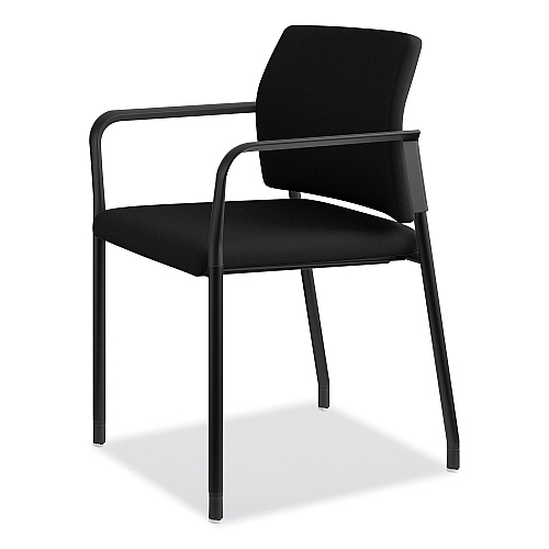 HON Accommodate Series Guest Chair with Arms, Fabric Upholstery, 23.25" x 22.25" x 32", Black Seat/Back, Charblack Legs, 2/Carton (SGS6FBC10C)