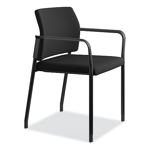 HON Accommodate Series Guest Chair with Arms, Fabric Upholstery, 23.25" x 22.25" x 32", Black Seat/Back, Charblack Legs, 2/Carton (SGS6FBC10C)