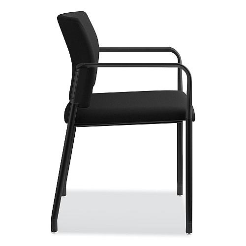 HON Accommodate Series Guest Chair with Arms, Fabric Upholstery, 23.25" x 22.25" x 32", Black Seat/Back, Charblack Legs, 2/Carton (SGS6FBC10C)