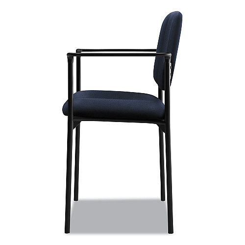 HON VL616 Stacking Guest Chair with Arms, Fabric Upholstery, 23.25" x 21" x 32.75", Navy Seat, Navy Back, Black Base (VL616VA90)