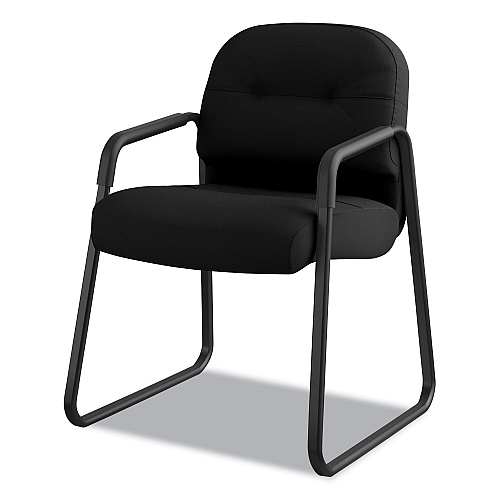HON Pillow-Soft 2090 Series Guest Arm Chair, Fabric Upholstery, 23.25" x 28" x 36", Black Seat, Black Back, Black Base (2093CU10T)