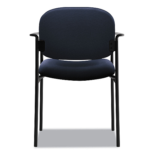 HON VL616 Stacking Guest Chair with Arms, Fabric Upholstery, 23.25" x 21" x 32.75", Navy Seat, Navy Back, Black Base (VL616VA90)