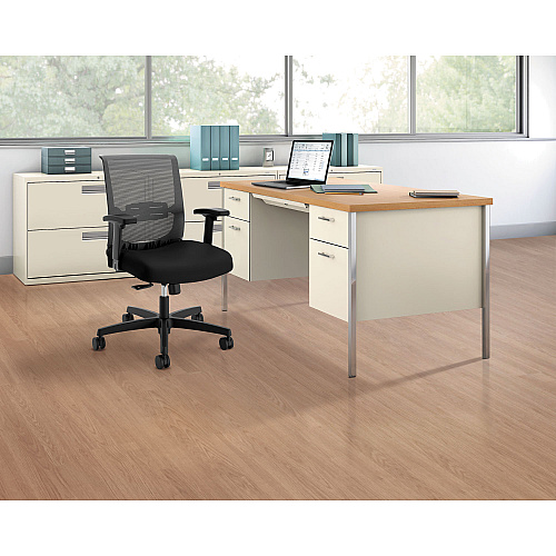 HON 34000 Series Double Pedestal Desk, 60" x 30" x 29.5", Harvest/Putty (34962CL)