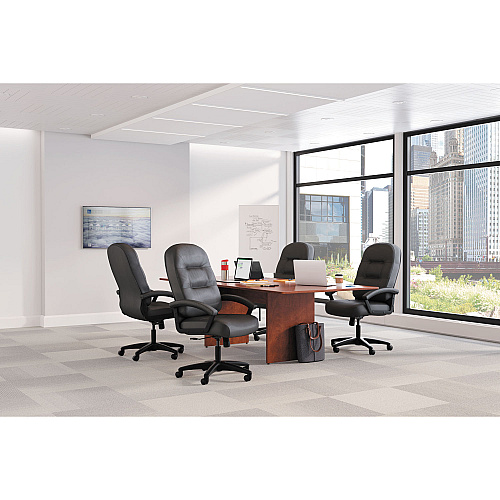 HON Pillow-Soft 2090 Series Executive High-Back Swivel/Tilt Chair, Supports Up to 250 lb, 16" to 21" Seat Height, Black (2095HPWST11T)