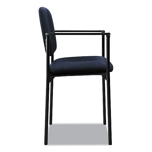 HON VL616 Stacking Guest Chair with Arms, Fabric Upholstery, 23.25" x 21" x 32.75", Navy Seat, Navy Back, Black Base (VL616VA90)