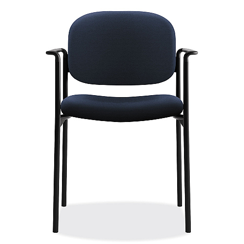 HON VL616 Stacking Guest Chair with Arms, Fabric Upholstery, 23.25" x 21" x 32.75", Navy Seat, Navy Back, Black Base (VL616VA90)